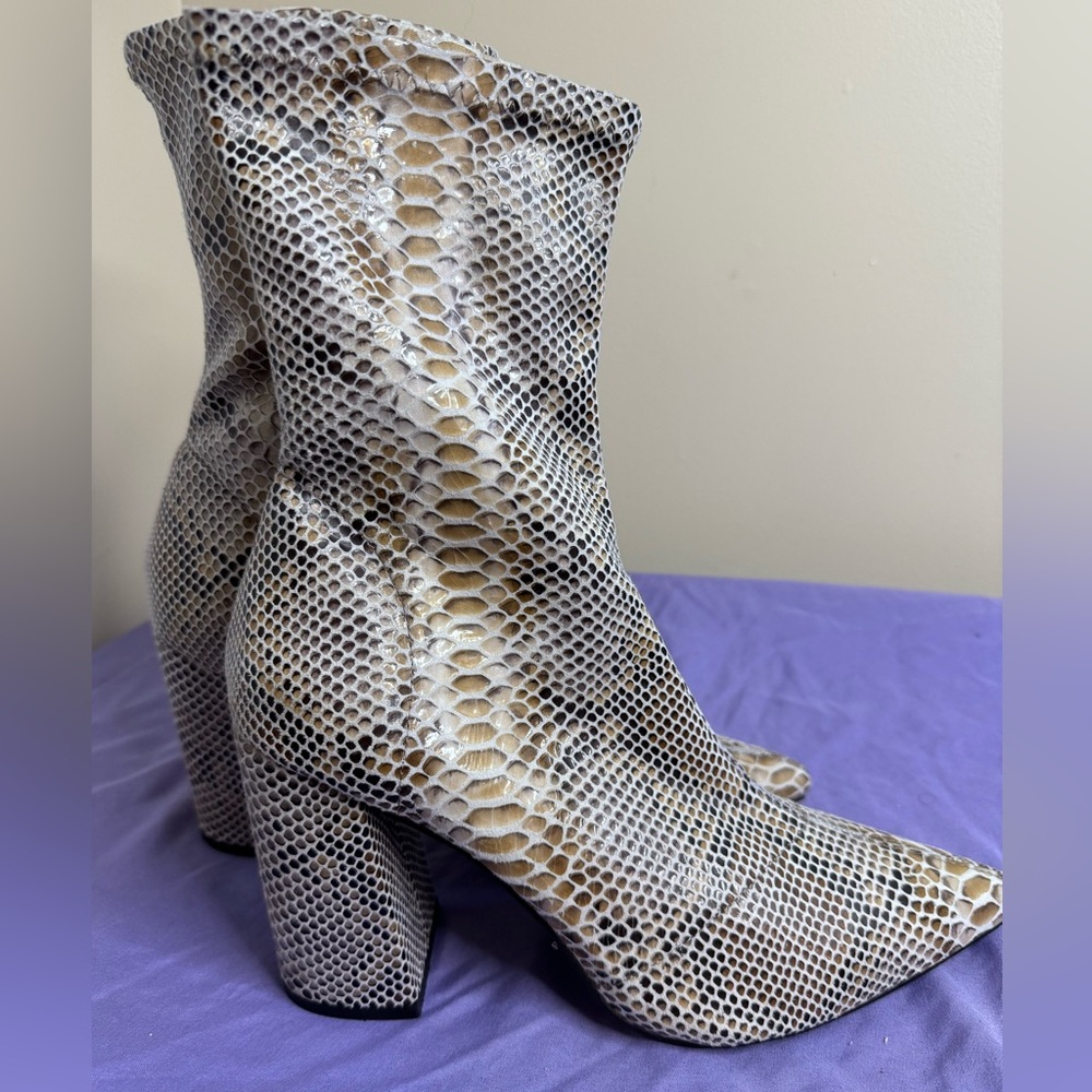 Truffle Collection Faux Reptile Skin Pattered Heel Boots
